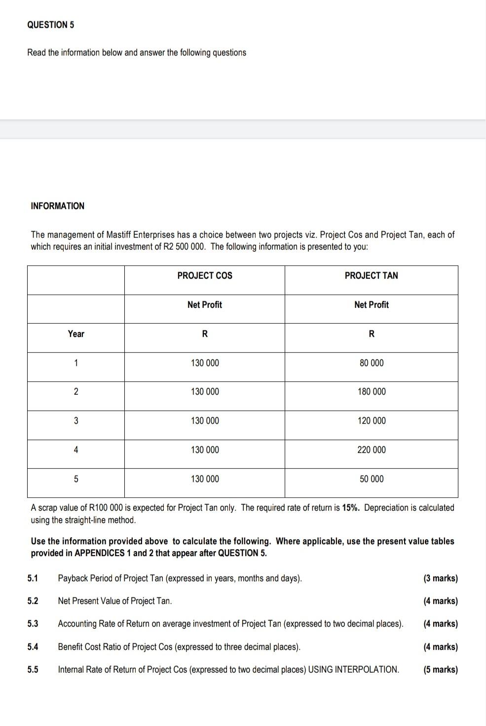 Question 5 Read The Information Below And Answer The Following Questions Information The Management Of Mastiff Enterpris 1