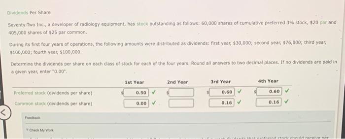 Dividends Per Share Seventy Two Inc A Developer Of Radiology Equipment Has Stock Outstanding As Follows 60 000 Share 1