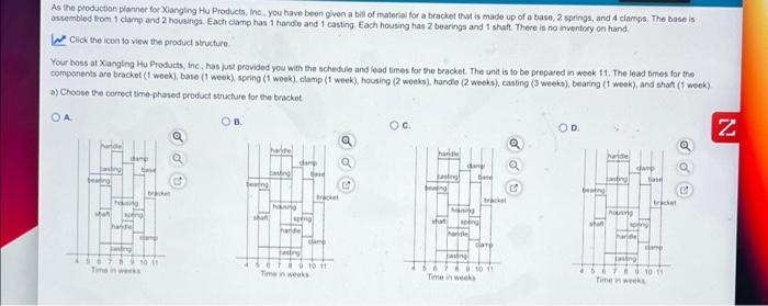 As The Production Planner For Xiangling Hu Products Inc You Have Been Given A Bill Of Material For A Bracket That Is 1