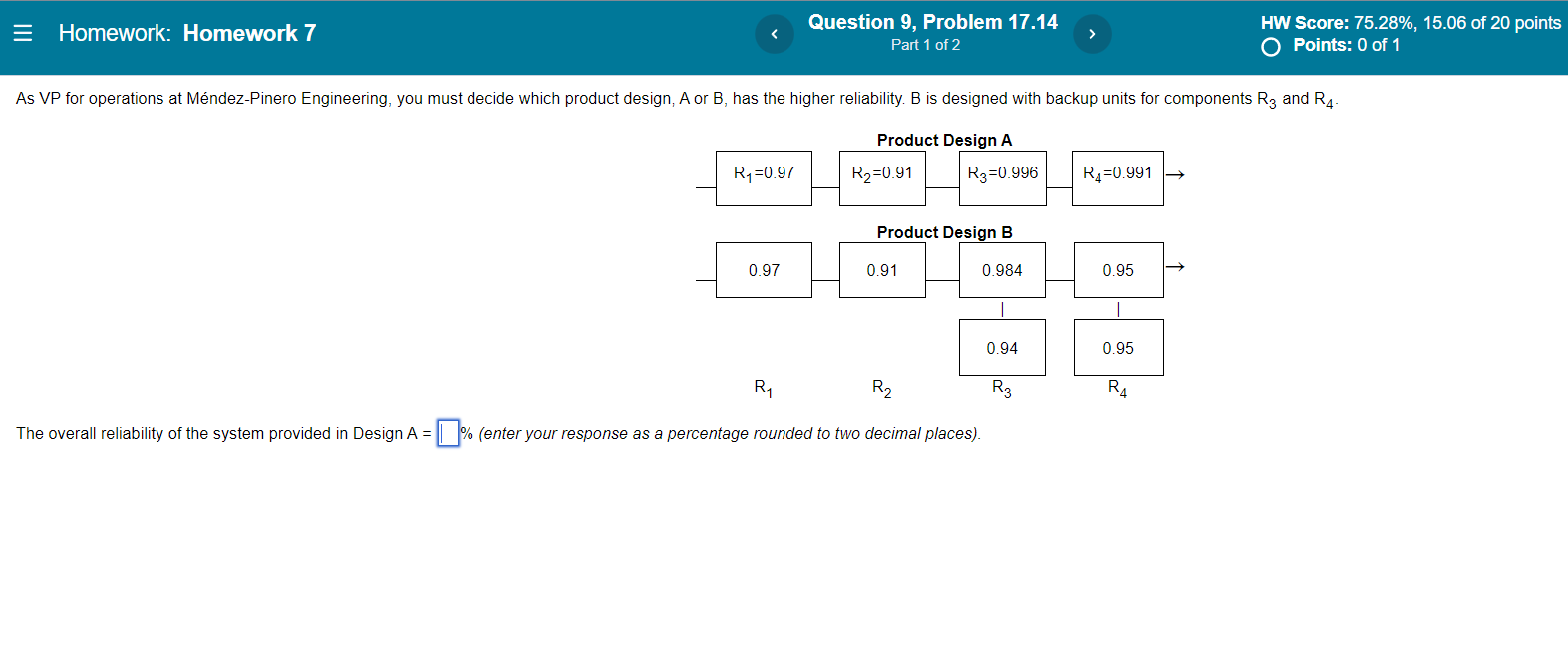 Homework Homework 7 R 0 97 Question 9 Problem 17 14 Part 1 Of 2 As Vp For Operations At Mendez Pinero Engineering Yo 1