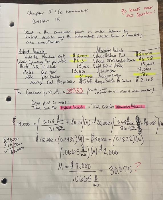 Below I Attached My Hw With The Correct Answer Being 33 333 Crossover Point In Miles Amd What Answer I Got Which Was 30 3