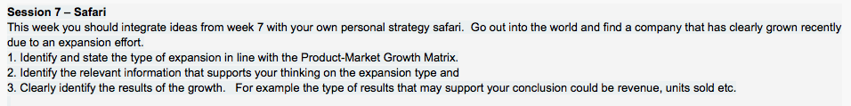 Session 7 Safari This Week You Should Integrate Ideas From Week 7 With Your Own Personal Strategy Safari Go Out Into 1