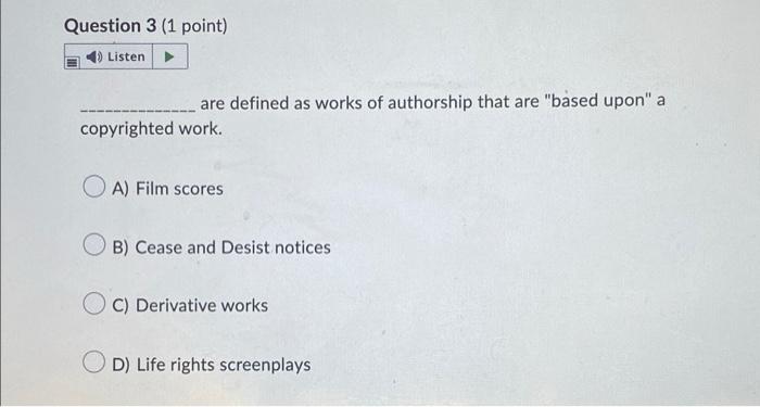 Question 1 1 Point Listen Producers Should Not Accept A Standard Form Contract Content Creators Must Understand T 2