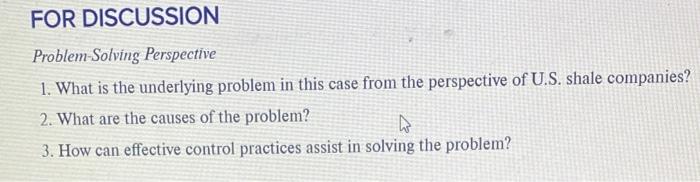For Discussion Problem Solving Perspective 1 What Is The Underlying Problem In This Case From The Perspective Of U S S 1