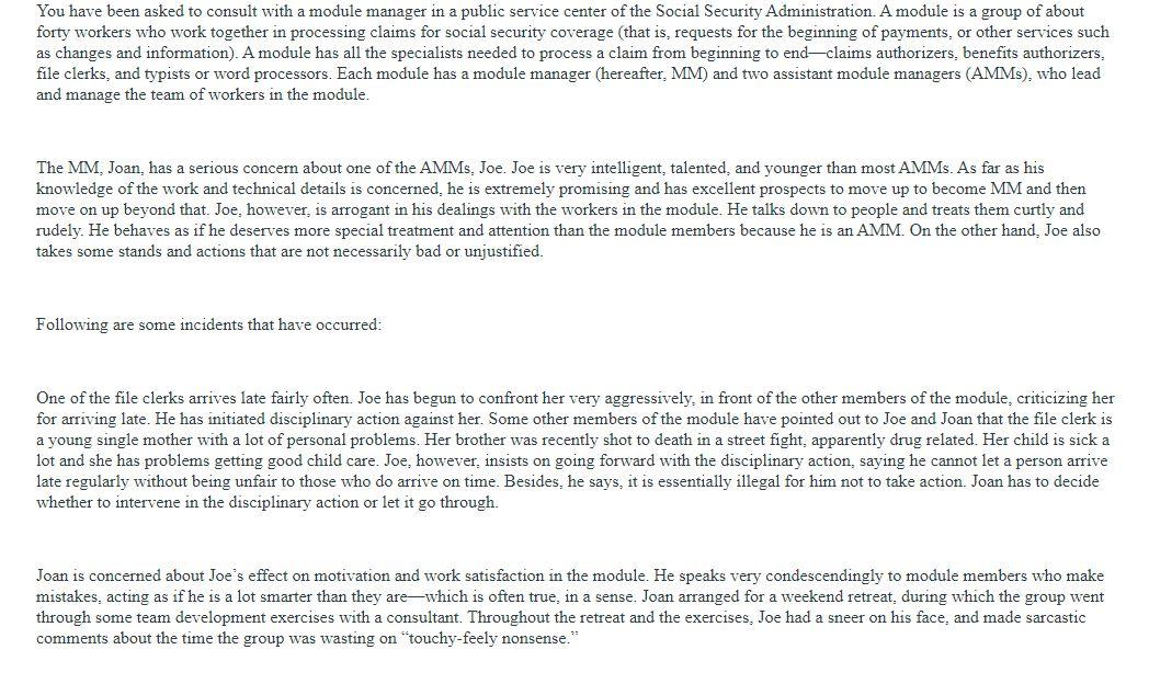 You Have Been Asked To Consult With A Module Manager In A Public Service Center Of The Social Security Administration A 1