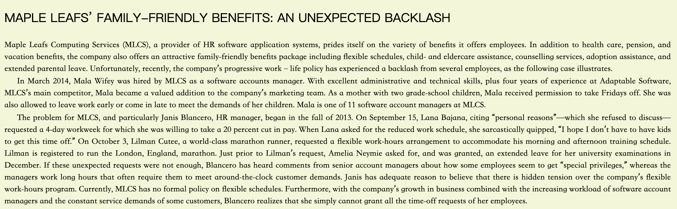 Maple Leafs Family Friendly Benefits An Unexpected Backlash Maple Leafs Computing Services Mlcs A Provider Of Hr So 1