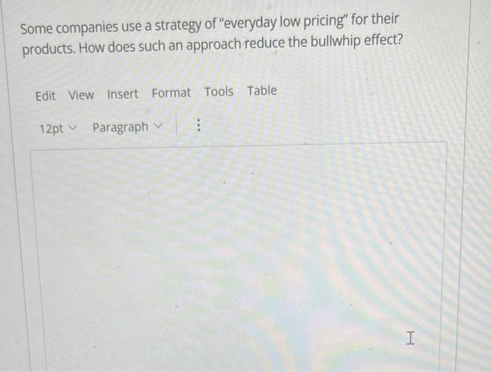 Some Companies Use A Strategy Of Everyday Low Pricing For Their Products How Does Such An Approach Reduce The Bullwhi 1