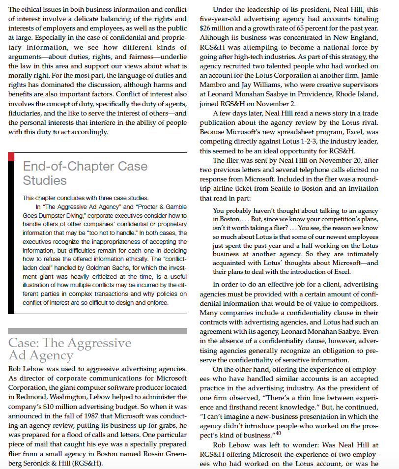 The Ethical Issues In Both Business Information And Conflict Of Interest Involve A Delicate Balancing Of The Rights And 1