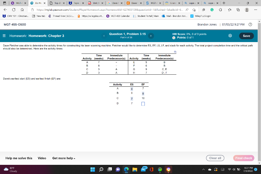 Mct X O N Cwv 101 Christian Mgt 455 0500 Xcape A X Https Mylab Pearson Com Student Playerhomework Aspx Homewor 1