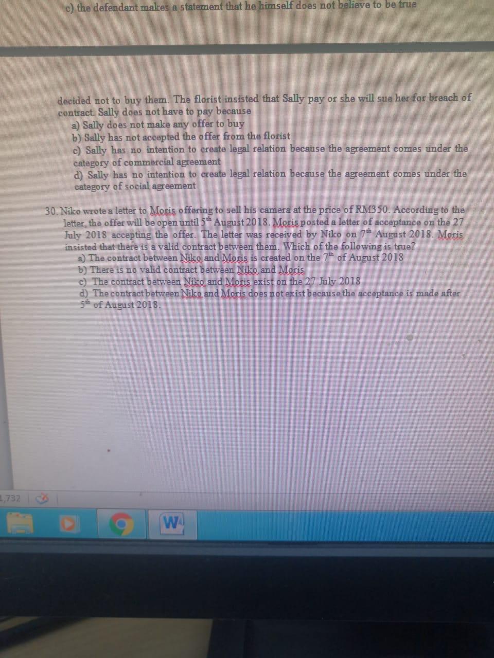1 732 C The Defendant Makes A Statement That He Himself Does Not Believe To Be True Decided Not To Buy Them The Floris 1