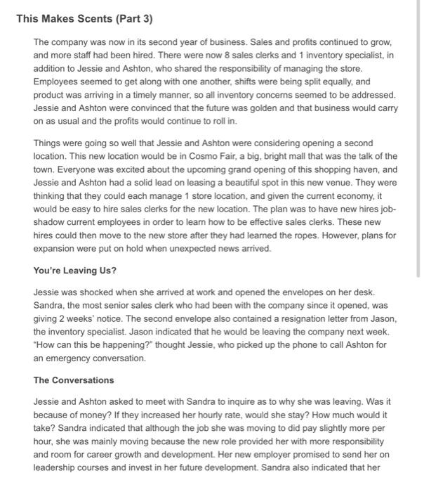 This Makes Scents Part 3 The Company Was Now In Its Second Year Of Business Sales And Profits Continued To Grow And 1