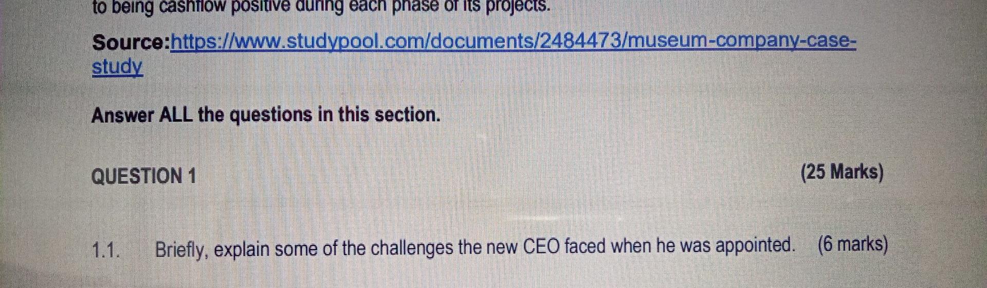 To Being Cashflow Positive During Each Phase Of Its Projects Source Https Www Studypool Com Documents 2484473 Museum 1
