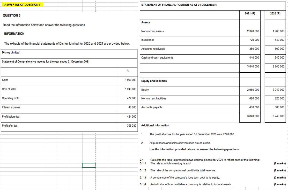 Answer All Of Question 3 Question 3 Read The Information Below And Answer The Following Questions Information The Extrac 1