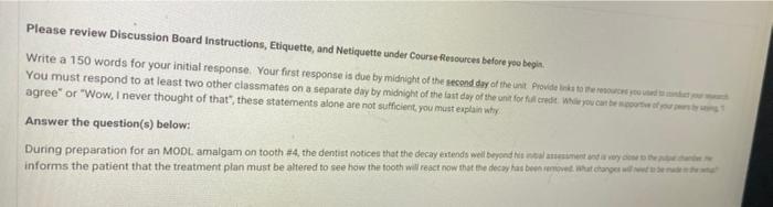 Please Review Discussion Board Instructions Etiquette And Netiquette Under Course Resources Before You Begin Write A 1 3