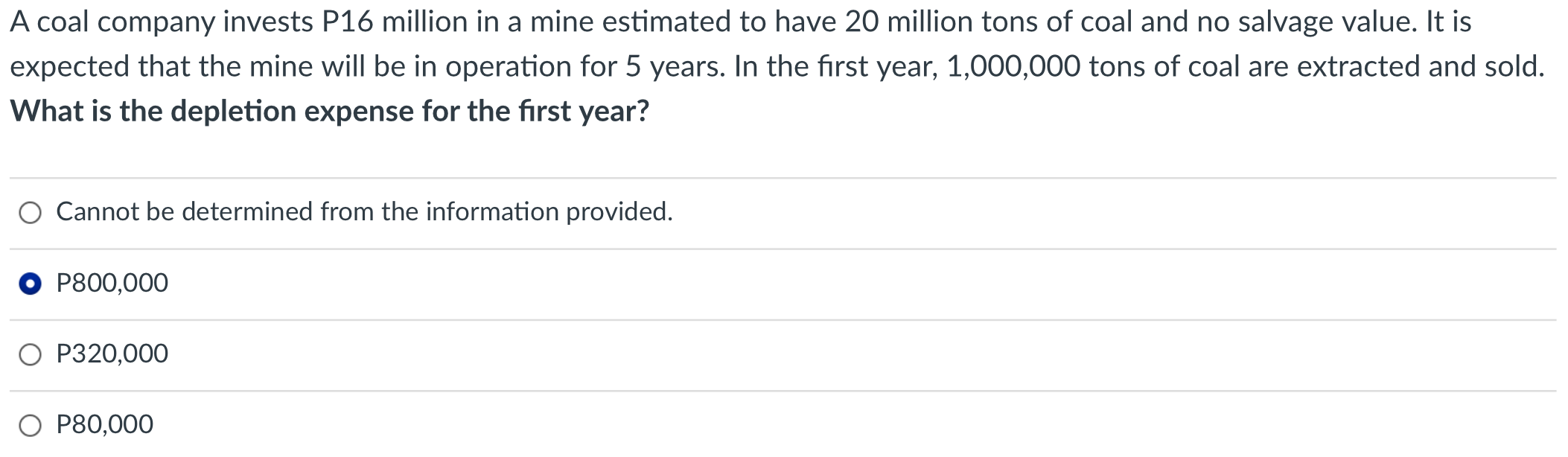 A Coal Company Invests P16 Million In A Mine Estimated To Have 20 Million Tons Of Coal And No Salvage Value It Is Expec 1