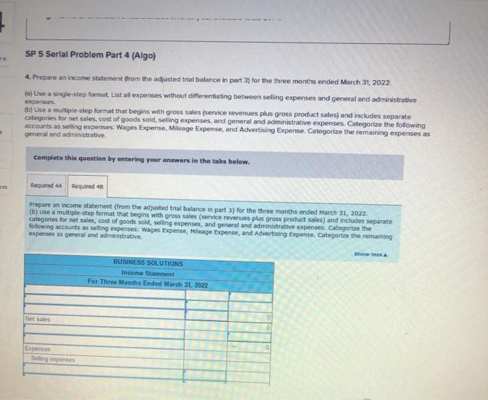 Required Information Sp 5 Serial Problem Business Solutions Algo Lo P1 P2 P3 P4 The Following Information Applies 7
