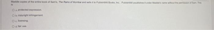 Maddie Copies Of The Entire Book Of Sam S The Rains Of Mumbai And Sells It To Publishall Books Inc Publishitall Publi 1