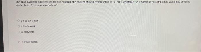The Nike Swoosh Is Registered For Protection In The Correct Office In Washington D C Nike Registered The Swoosh So No 1