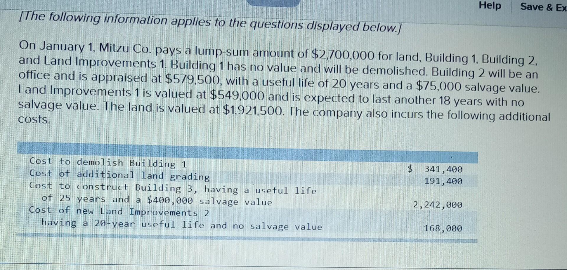 The Following Information Applies To The Questions Displayed Below On January 1 Mitzu Co Pays A Lump Sum Amount Of 1