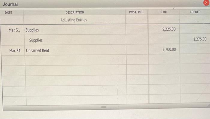 Instructions On March 31 The Following Data Were Accumulated To Assist The Accountant In Preparing The Adjusting Entrie 4