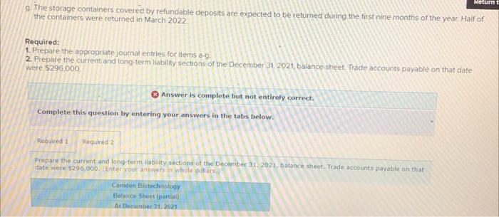 Camden Biotechnology Began Operations In September 2021 The Following Selected Transactions Relate To Liabilities Of Th 2