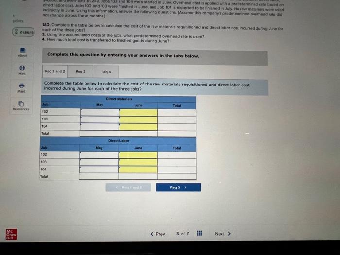 Poinn 01 56 15 Mc Graw Hill Ebook Print References Hd Bera43 1240 Jobs 103 And 104 Were Started In June Overhead Cost 1