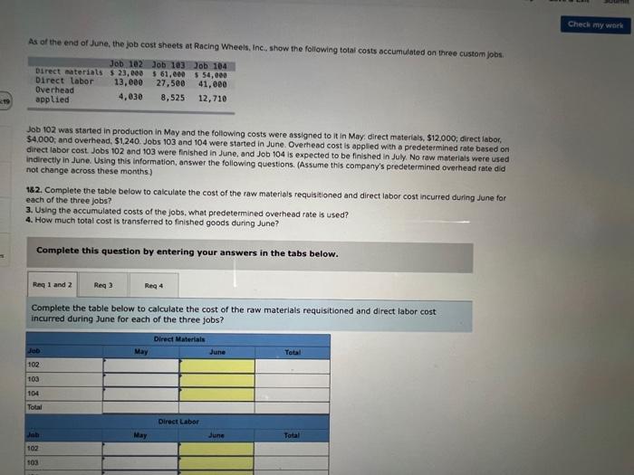 Poinn 01 56 15 Mc Graw Hill Ebook Print References Hd Bera43 1240 Jobs 103 And 104 Were Started In June Overhead Cost 2