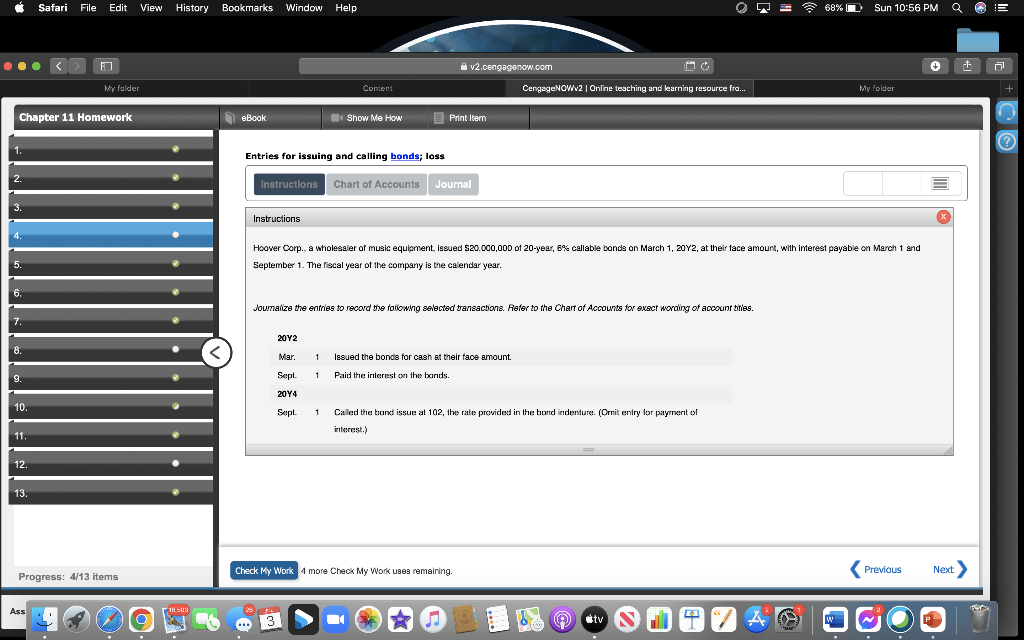 Safari File Edit View History Bookmarks Window Help Chapter 11 Homework 2 3 4 5 6 7 8 9 10 11 12 13 My Fol 1