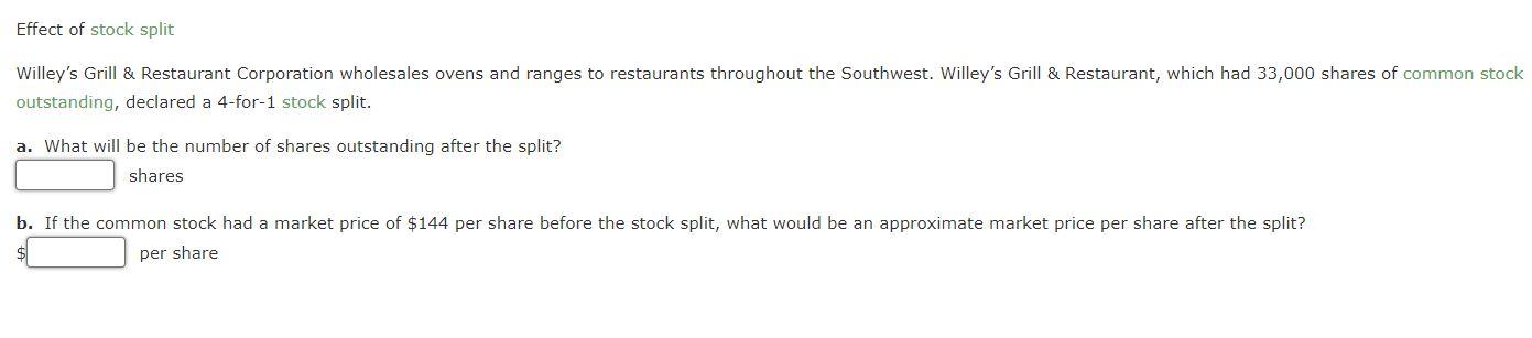 Effect Of Stock Split Willey S Grill Restaurant Corporation Wholesales Ovens And Ranges To Restaurants Throughout The 1