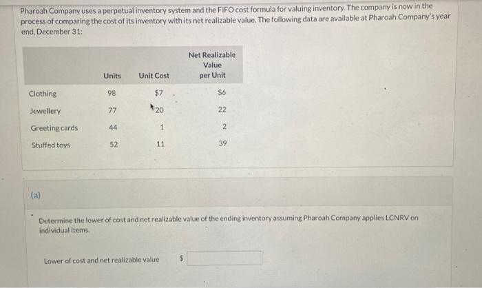 Pharoah Company Uses A Perpetual Inventory System And The Fifo Cost Formula For Valuing Inventory The Company Is Now In 1