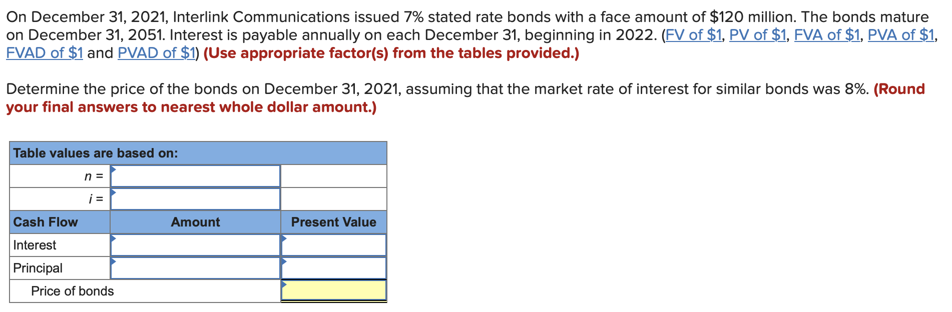 On December 31 2021 Interlink Communications Issued 7 Stated Rate Bonds With A Face Amount Of 120 Million The Bonds 1