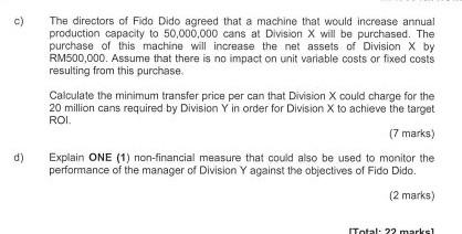 C D The Directors Of Fido Dido Agreed That A Machine That Would Increase Annual Production Capacity To 50 000 000 Cans 2