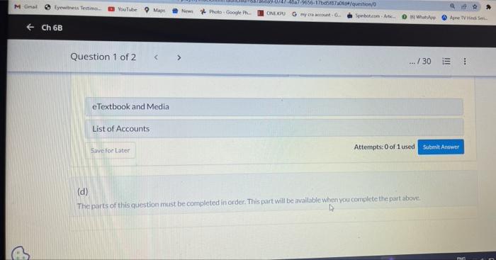 Question 1 Of 2 View Policies Current Attempt In Progress April 1 Inventory April 15 Purchase April 23 Purchase Units 3