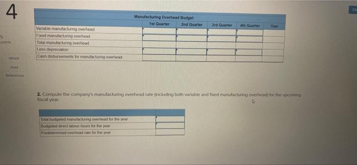 4 5 Posts Ebook Print References Exercise 9 5 Manufacturing Overhead Budget Lo2 The Direct Labour Budget Of Yuvwell Co 2