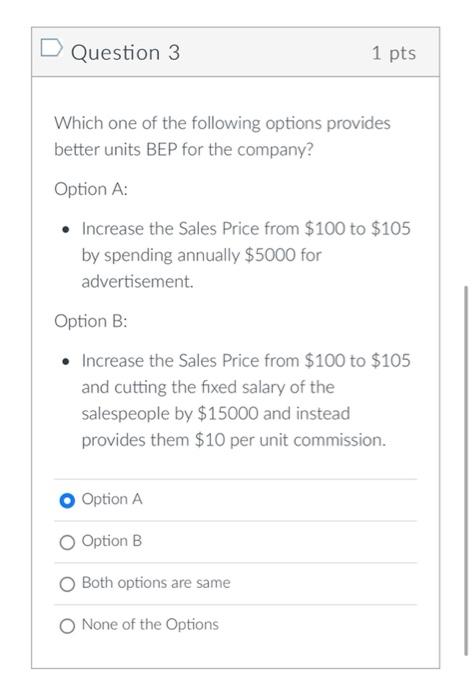 Use The Available Pick Lists From Within The Three Boxed Areas To Change Values Noting How The Break Even Units Change 3