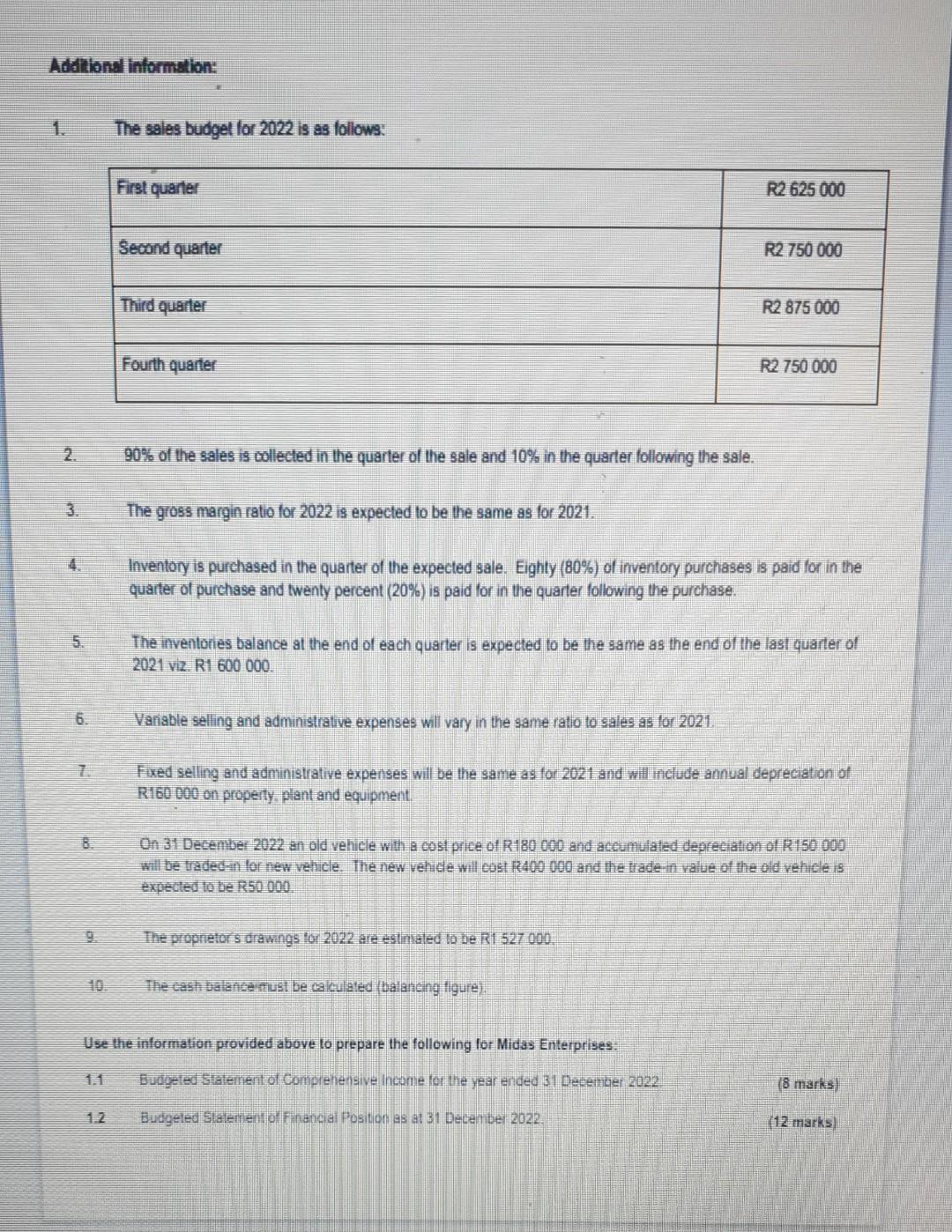 Question 1 Read The Information Below And Answer The Following Questions Information The Following Statement Of Comprehe 3