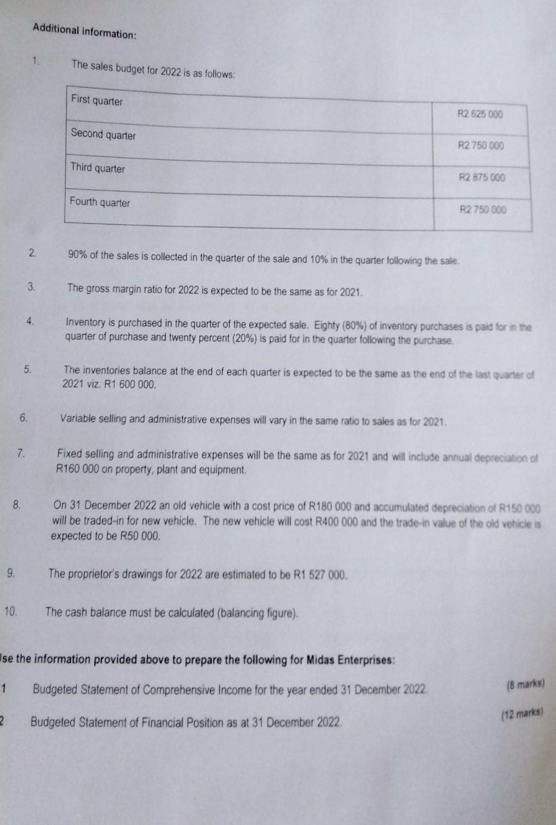 Question 1 Read The Information Below And Answer The Following Questions Information The Following Statement Of Comprehe 3