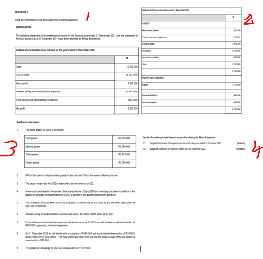 Question Read The Information Below And Now The Following Question Information The Following Statement Of Comprehensive 1