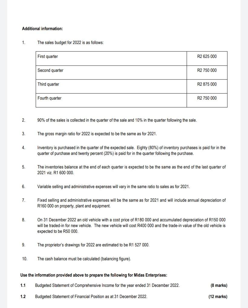 Question 1 Read The Information Below And Answer The Following Questions Information The Following Statement Of Comprehe 2