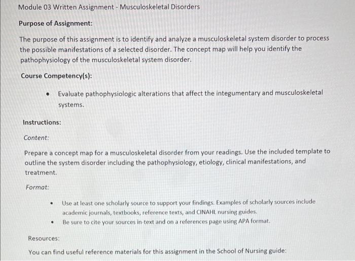 Module 03 Written Assignment Musculoskeletal Disorders Purpose Of Assignment The Purpose Of This Assignment Is To Ide 1