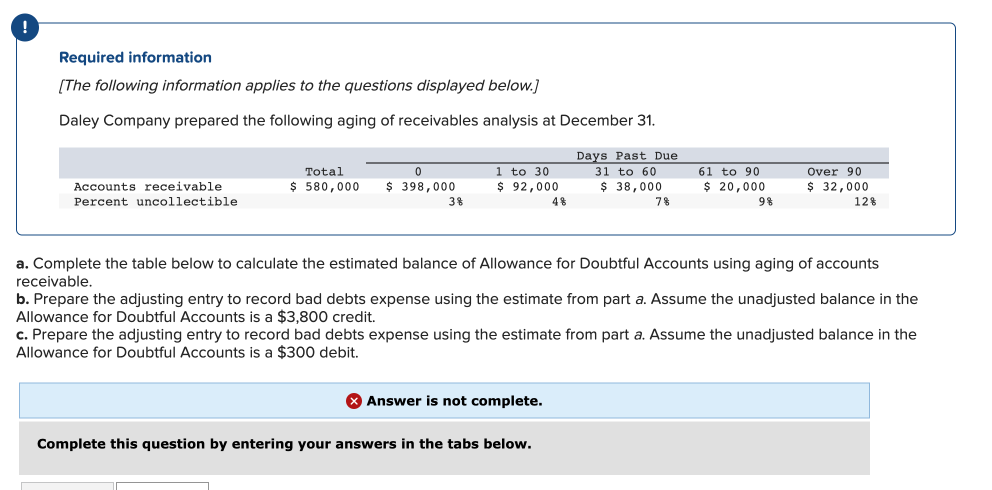 Required Information The Following Information Applies To The Questions Displayed Below Daley Company Prepared The 1