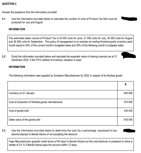 Question 2 Answer The Questions From The Information Provided 2 1 Use The Information Provided Below To Calculate The N 1