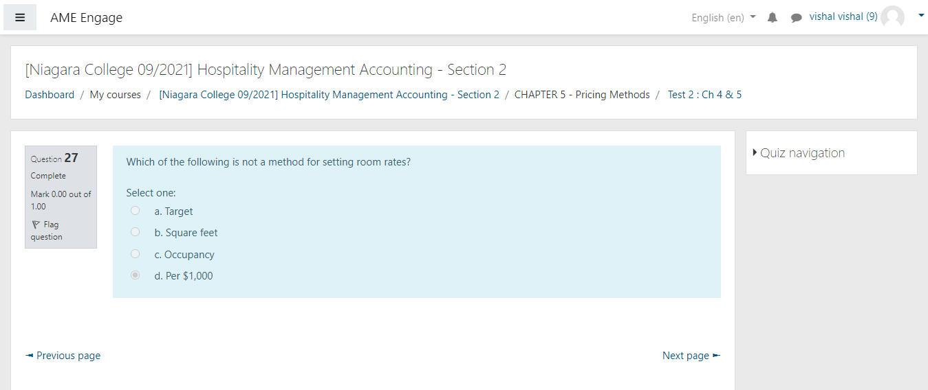 E Ame Engage Niagara College 09 2021 Hospitality Management Accounting Section 2 Dashboard My Courses Niagara Co 1