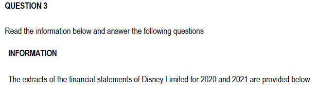 Question 3 Read The Information Below And Answer The Following Questions Information The Extracts Of The Financial State 1
