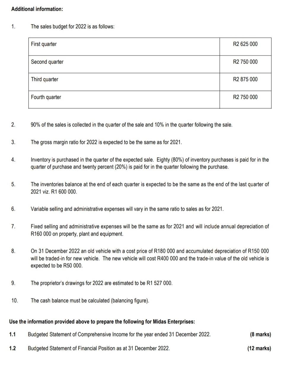 Question 1 Read The Information Below And Answer The Following Questions Information The Following Statement Of Comprehe 2