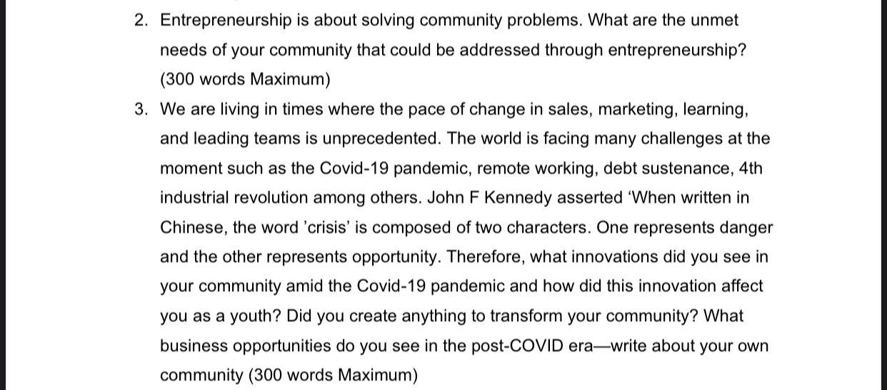 2 Entrepreneurship Is About Solving Community Problems What Are The Unmet Needs Of Your Community That Could Be Addres 1