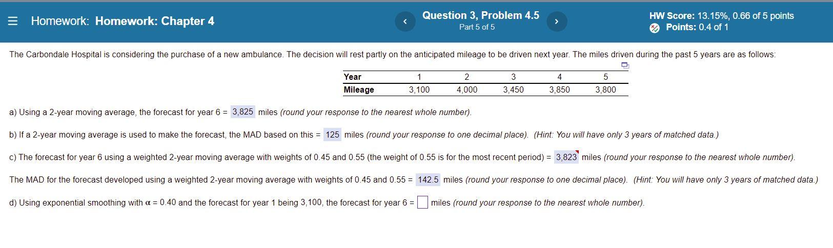 Homework Homework Chapter 4 Question 3 Problem 4 5 Part 5 Of 5 The Carbondale Hospital Is Considering The Purchase 1