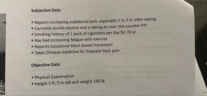 Case Study Peptic Ulcer Diseas Subjective Patient Profile F H A 40 Yr Old Male Immigrant From Vietnam Has A 1 Yr His 2
