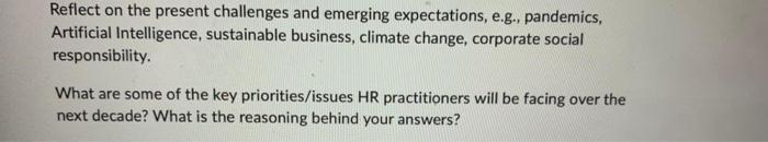 Reflect On The Present Challenges And Emerging Expectations E G Pandemics Artificial Intelligence Sustainable Busin 1