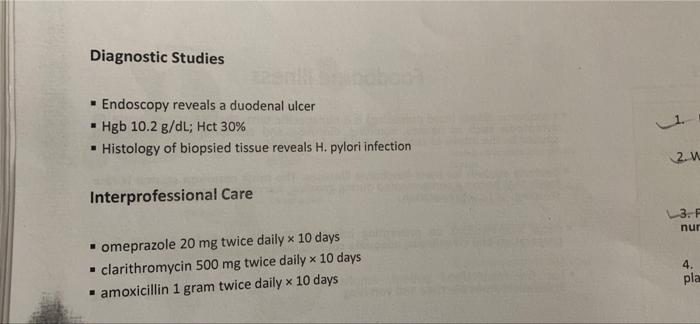 Case Study Peptic Ulcer Diseas Subjective Patient Profile F H A 40 Yr Old Male Immigrant From Vietnam Has A 1 Yr His 3